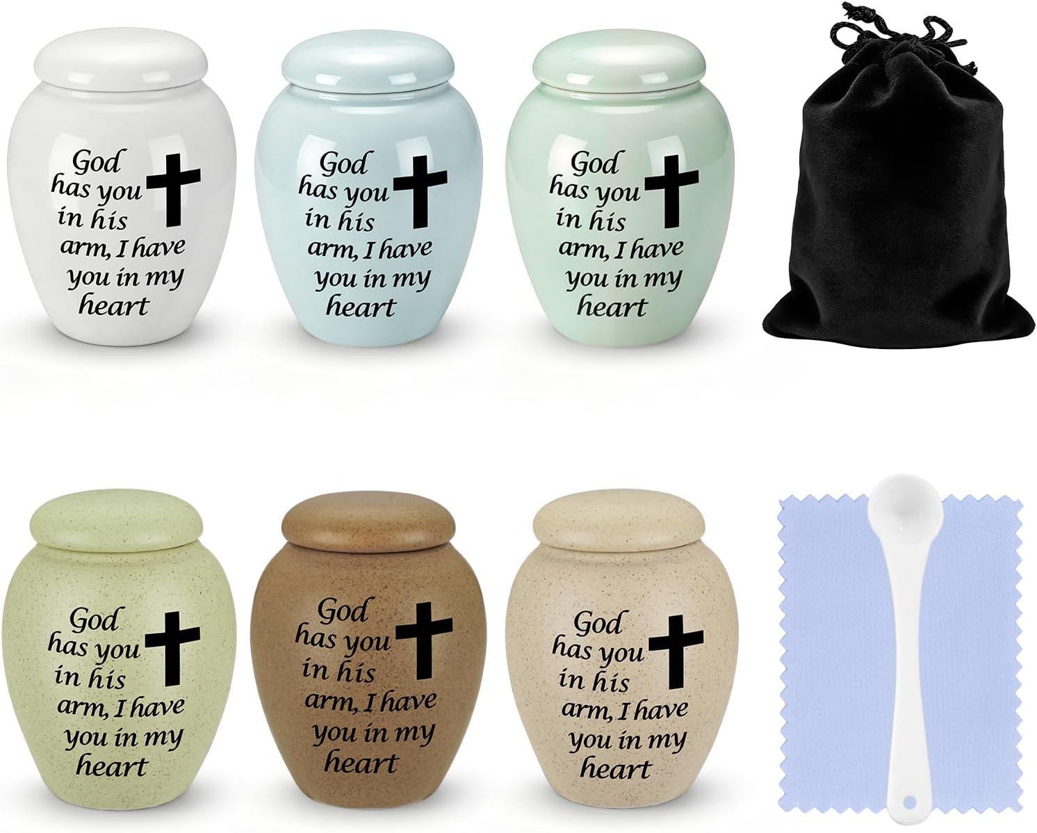 SOITIS Set of 6 Small Urns for Human Ashes Ceramic Mini Urns for Ashes