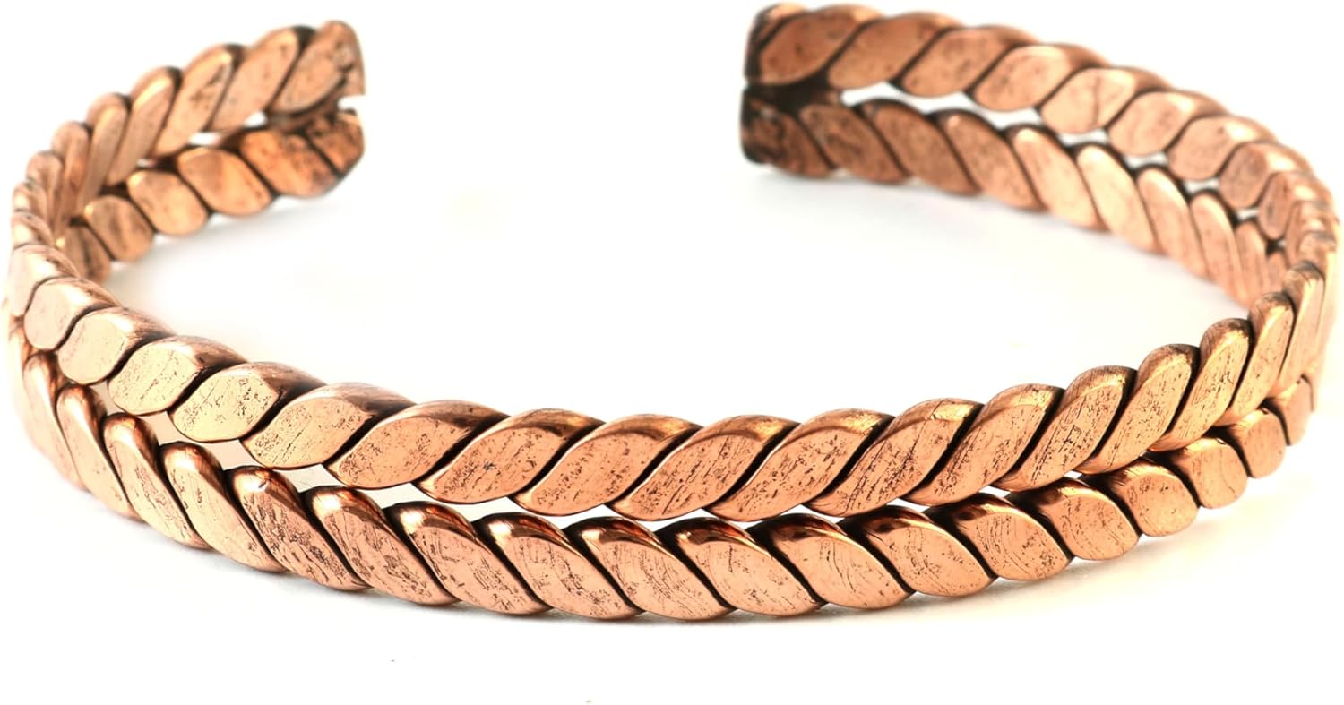 JewarHaat Handcrafted Hand Forged with Solid and High Gauge Tibetan Style Minimalistic Elegance Copper Bracelet for Women and Men - Image 3