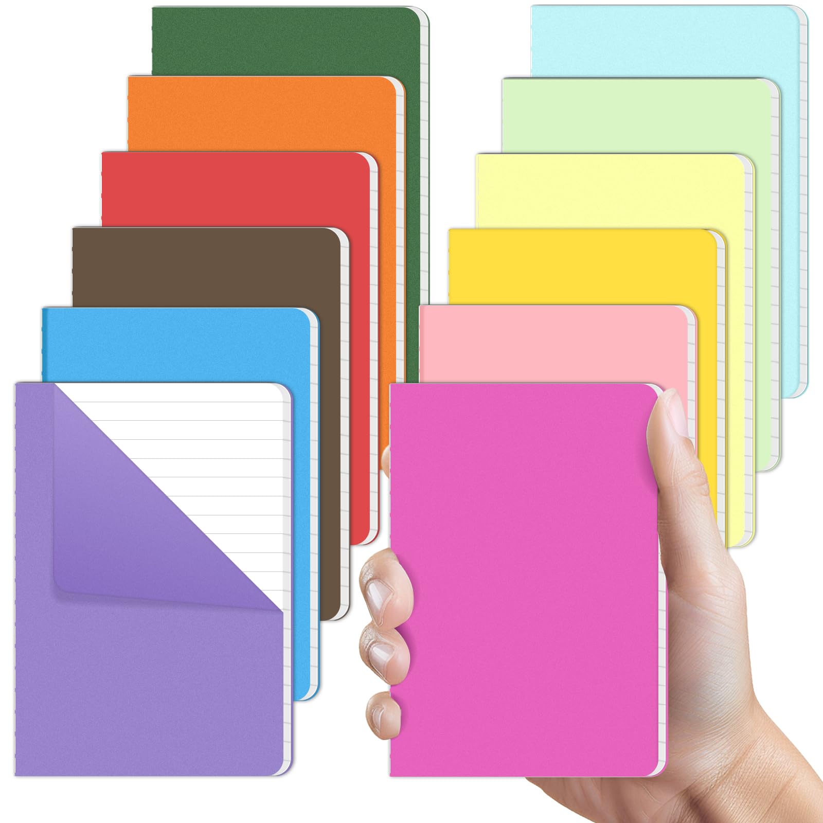RITOLLO 12 Pack A6 Notebooks 64 Pages Lined Notebooks 12 Rainbow Colours Pocket Notepads Ideal for Writing Memos Diary for School and Office โ image 1