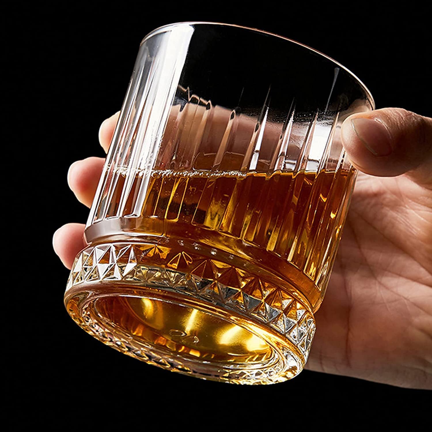 Ezalla Crystal Whisky Glass for Drinks Whisky Glasses Set of 6 355 ml Bar Glass for Drinking Bourbon, Whisky, Scotch, Cocktails, Cognac- Old Fashioned Cocktail Tumblers 2