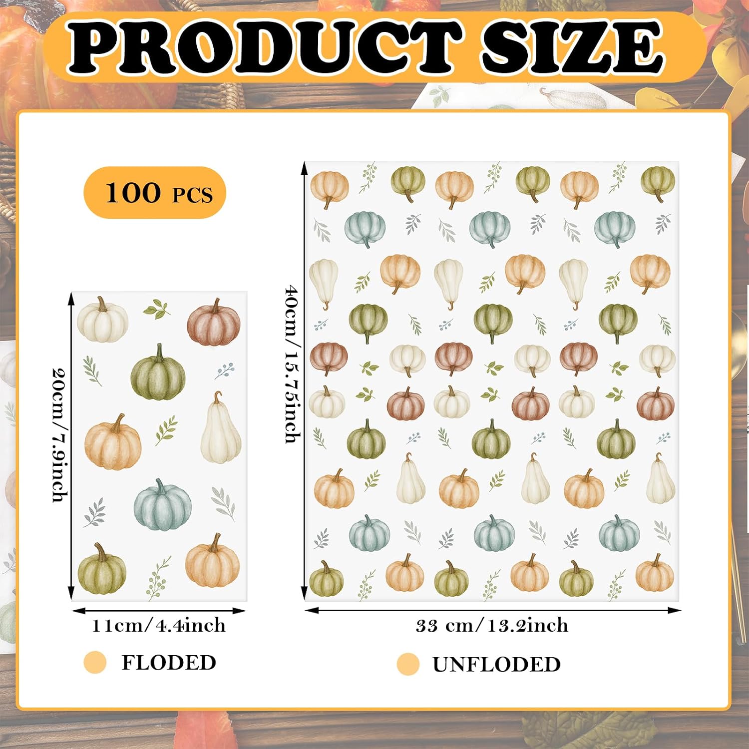 AmazingSpark 100 Pcs Fall Thanksgiving Paper Guest Towels Disposable image 2