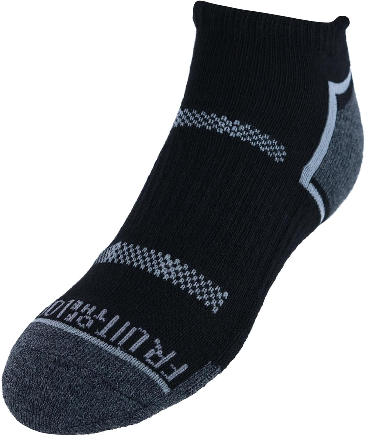 Fruit of the Loom Boy's Active Low Cut Tab Socks (6 Pair), 3-9, Black
