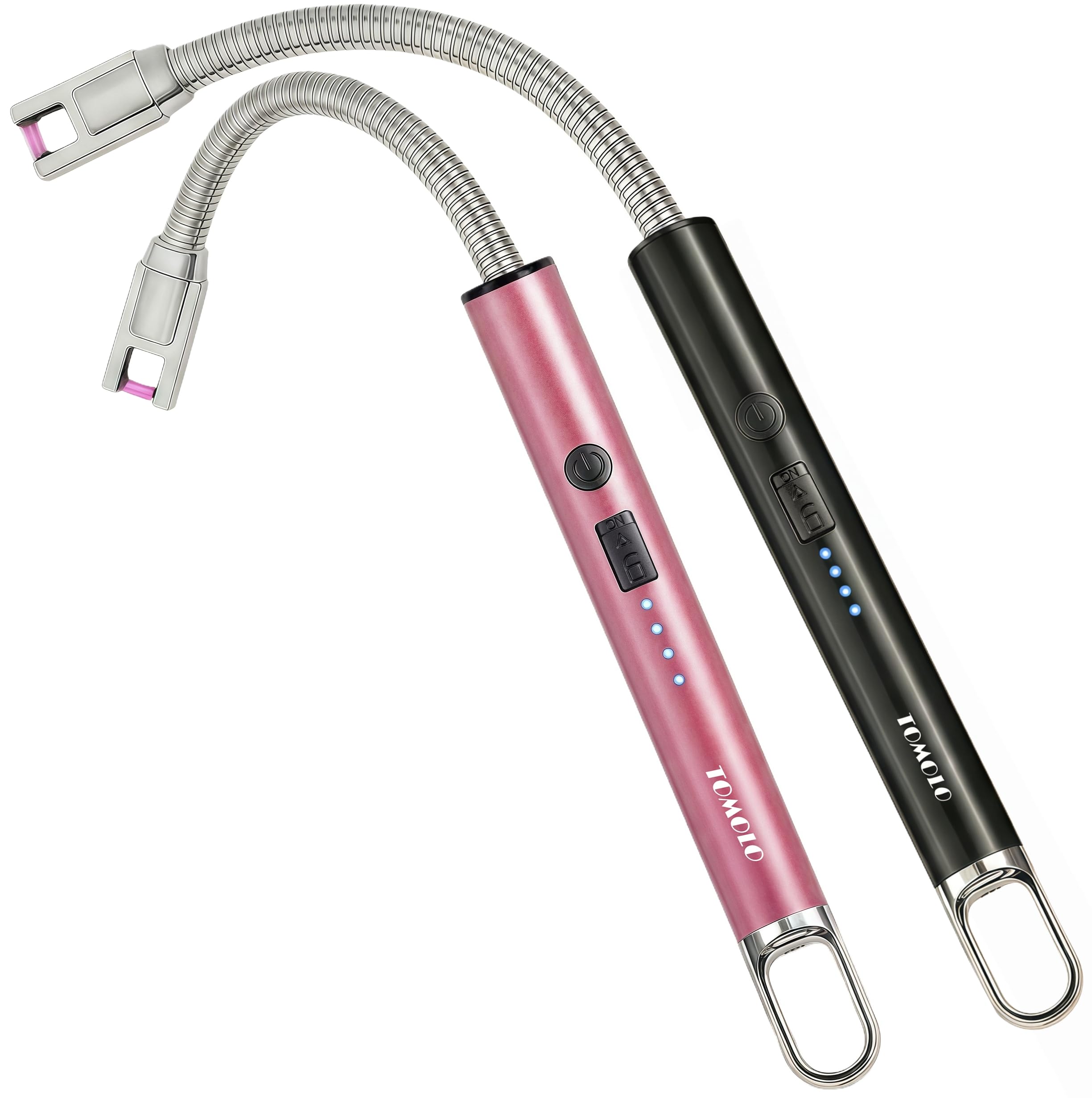 Electric Lighter 2 Pack Long Flexible Neck Candle Lighter with Safety Switch Windproof Plasma Flameless USB Rechargeable Lighters