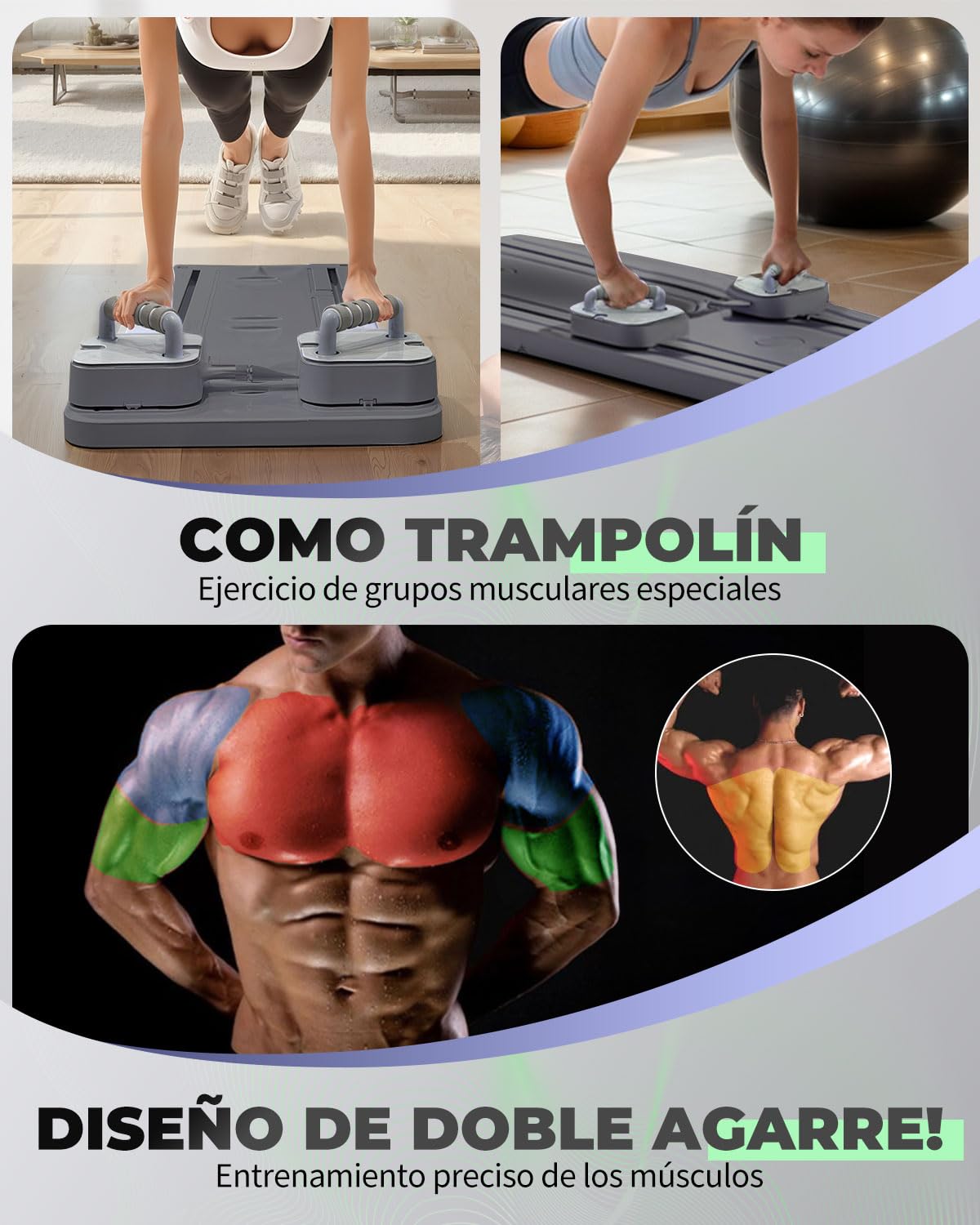 Pilates Board, Tabla de Pilates Multifuncional con Conteo Inteligente y Asas Intercambiables, Ejercicios en Ángulo para un Entrenamiento Preciso de Grupos Musculares, Hogar y Gimnasio