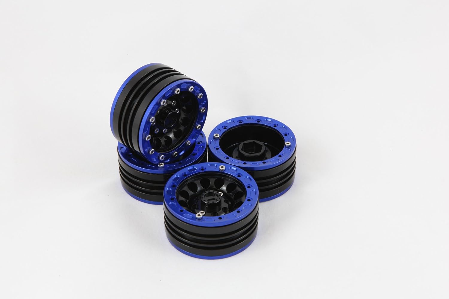 Black&Blue 1.9" Alloy Beadlock Wheel Rim Set for 1/10 RC Crawler SCX10 CC01-4PCs