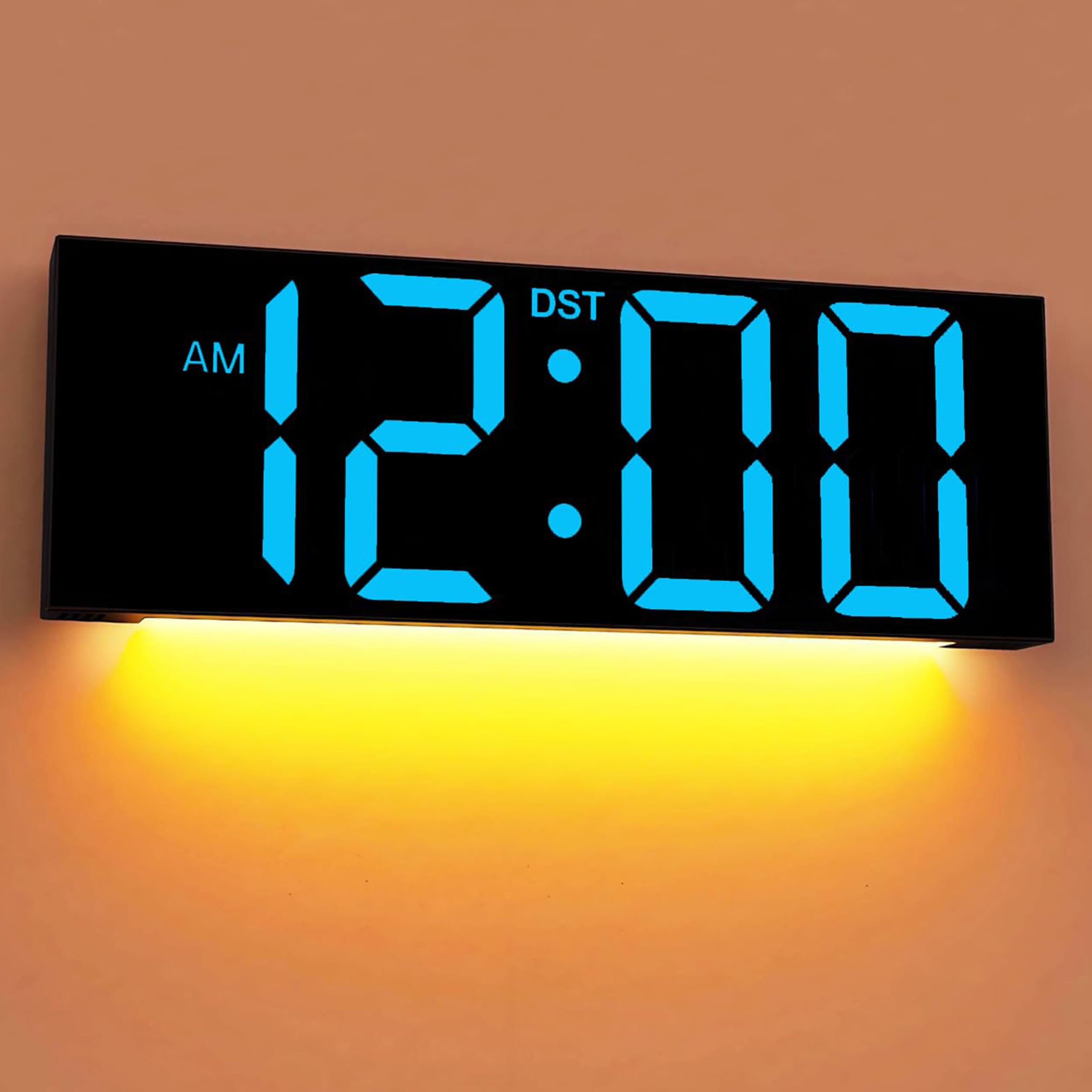 Photo 1 of JALL Digital Wall Clock Large Display with Big LED Numbers, Remote Control, 8 RGB Colors, Auto DST, Night Light for Classroom Living Room Bedroom Birthday Gift for Senior, Men Women, Blue