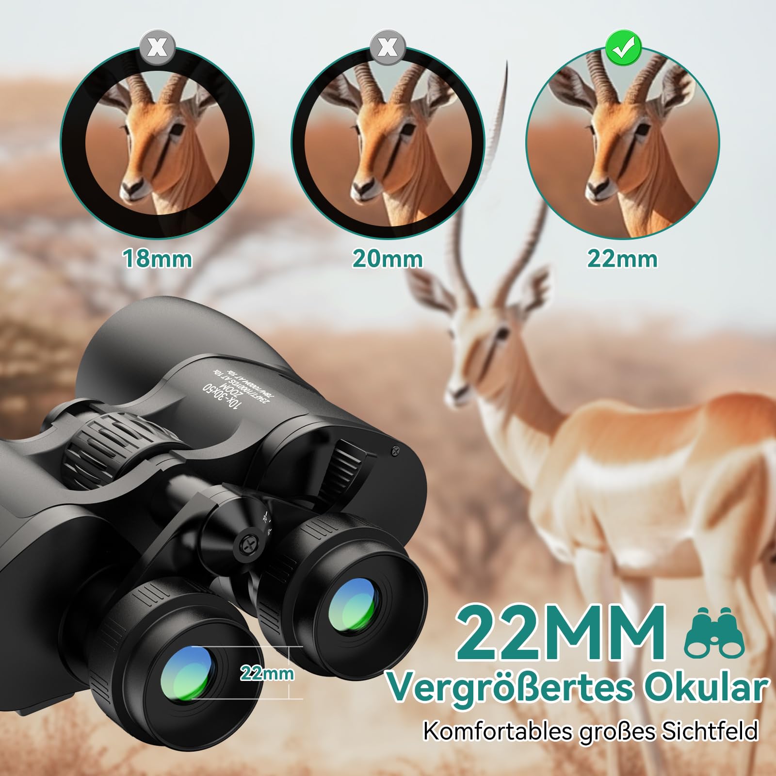 MLight 10-30x50 Zoom-Fernglas für Erwachsene, leistungsstarkes Fernglas für Vogelbeobachtung, Jagd, Outdoor, Wandern, Konzerte, großes Sichtfeld, BK7-Prisma, FMC, Nachtsicht bei schwachem Licht