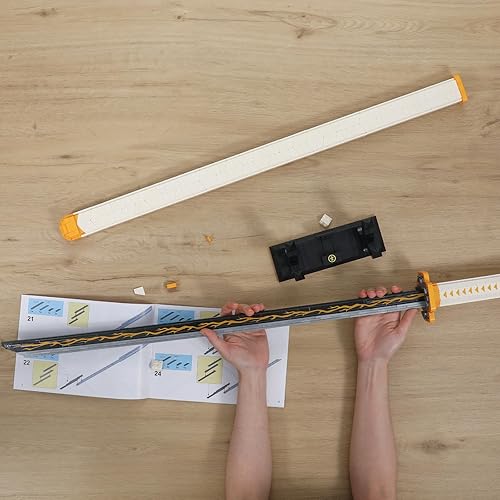 Miniatura 7 de VIOSEBN Agatsuma Zenitsu - Juego de bloques de construcción de espada de anime para cosplay con vaina y soporte, kit de construcción de espada