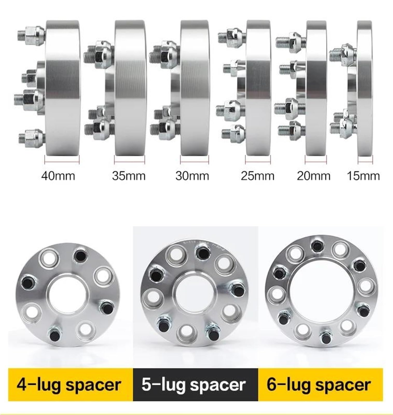 2 entretoises forgées en Aluminium pour élargissement de Jantes de Voiture PCD 4 x 100 CB 54,1 mm compatibles Kia K2 Picanto et Ruiou 15 mm Argent.