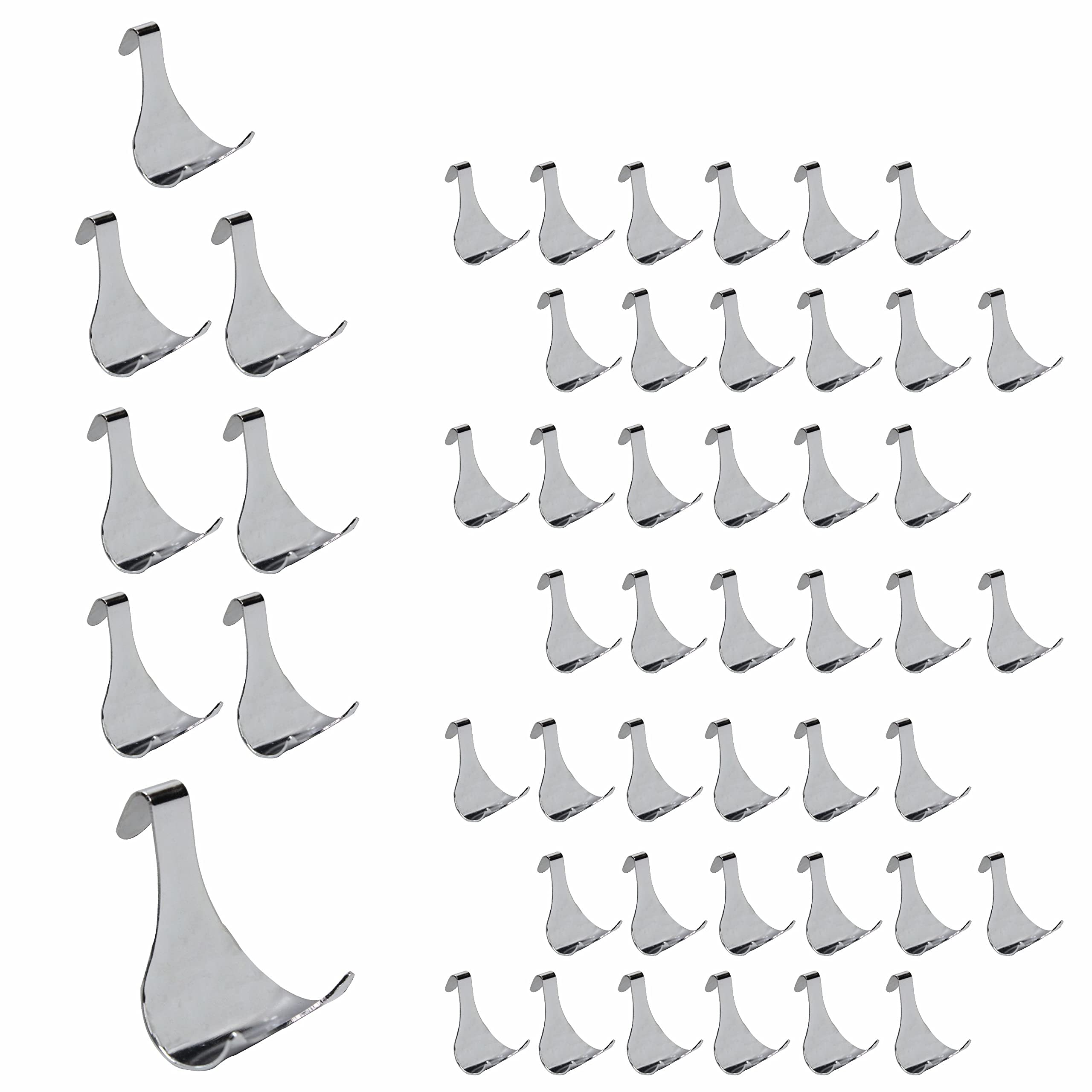 Sul Chrome Plated Moulding Hook Picture Rail Hooks Hangers, Picture Moulding Rail Frame Hook Hangers For Art Exhibition Gallery Picture Billboards Hanging Clothes Keys Holder – (50 Pk)