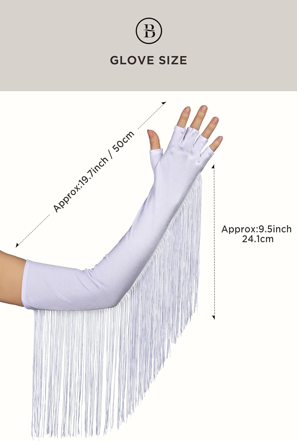 BABEYOND Vintage Long Opera Pageant Gloves - 1920s Fringe Fingerless Elbow Gloves for Costume Party Wedding - Image 5