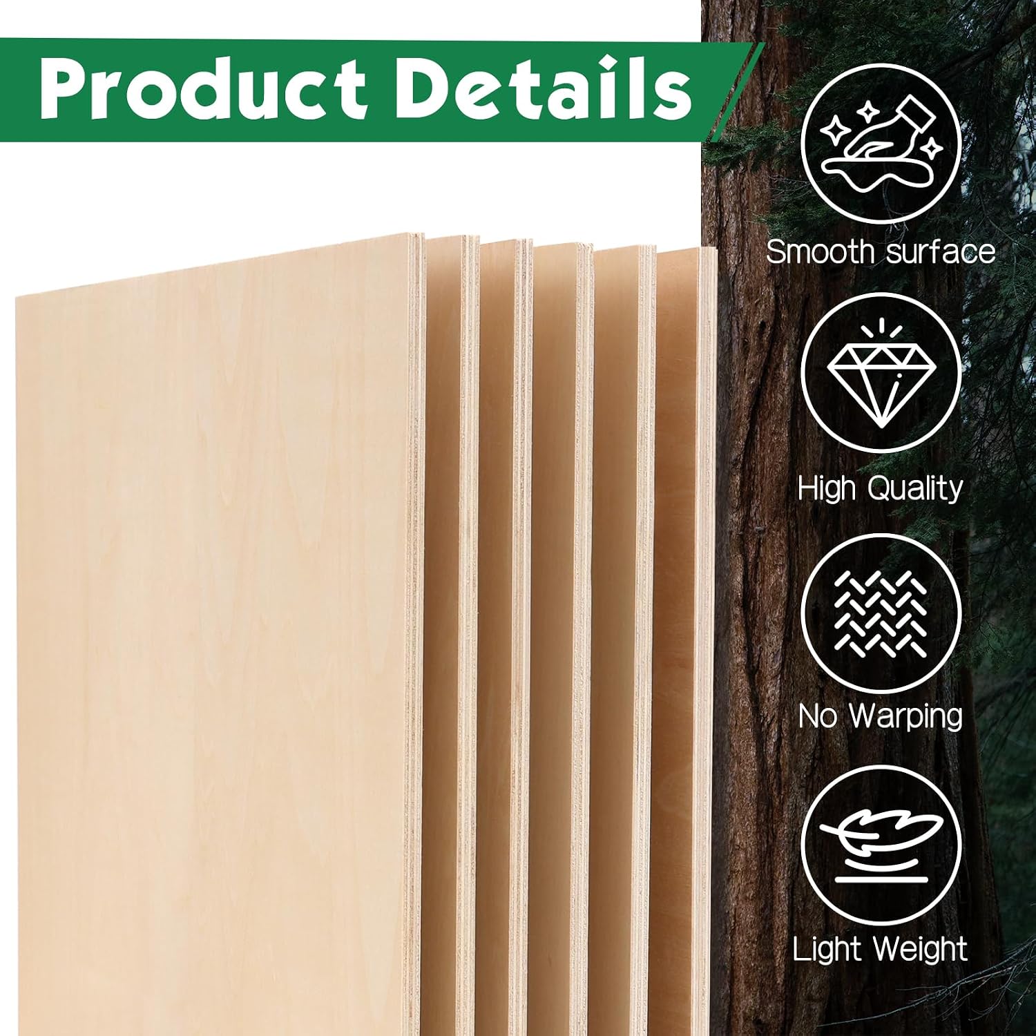 12 Pack Basswood Sheets 1/4x12x12 Inch, 6mm Basswood for Laser Cutting and Engraving, 1/4 Plywood Boards for Crafts,Wood Burning,Architectural Models, Painting.