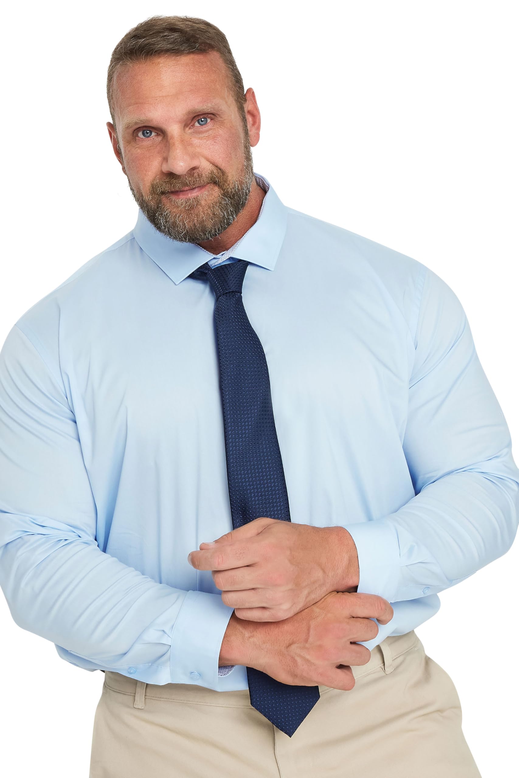 BadRhino Formal Long Sleeve Shirt, Blue, Size 22, Men