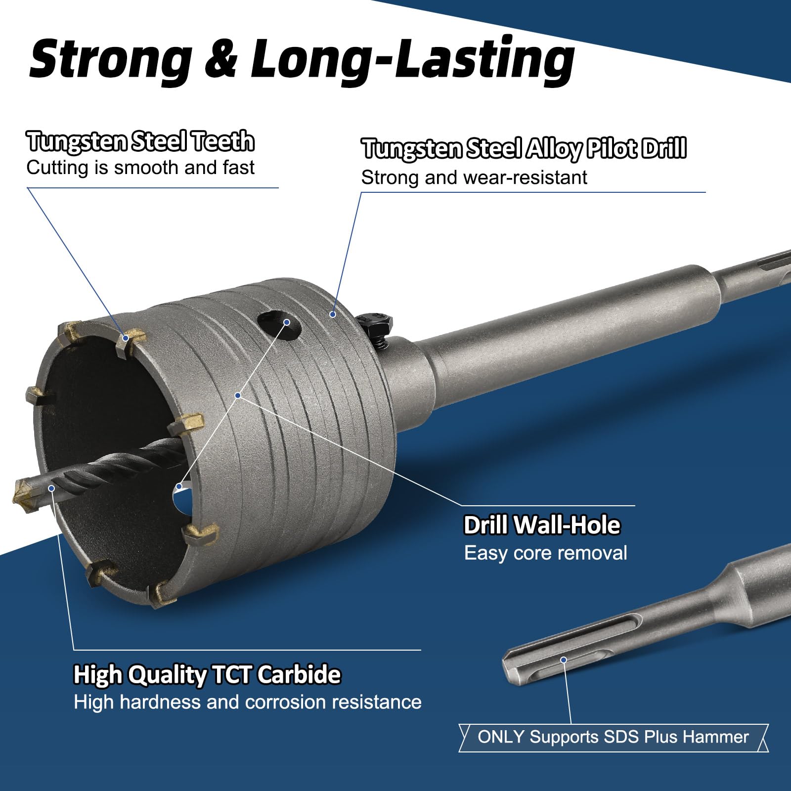 Lytool Scie-Cloche-à-Béton-68-mm avec Tige SDS Plus,Scie à Cloche Trépan Scie à Cloche avec Tige SDS Plus 220 mm avec Foret de Centrage Pour Ciment Brique Pierre Mur Autonivelant Maçonnerie