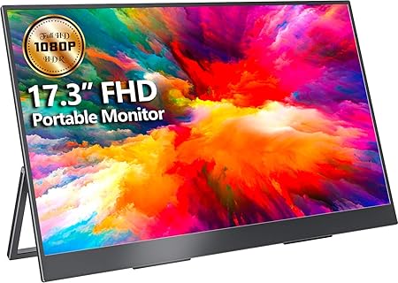 cocopar Portable Monitor Upgraded 17.3 Inch IPS HDR 72% sRGB FreeSync USB-C 1080P FHD Eye Care Portable Screen with Type C HDMI Speakers Kickstand for Laptop PC Mac Surface Phone PS5 PS4