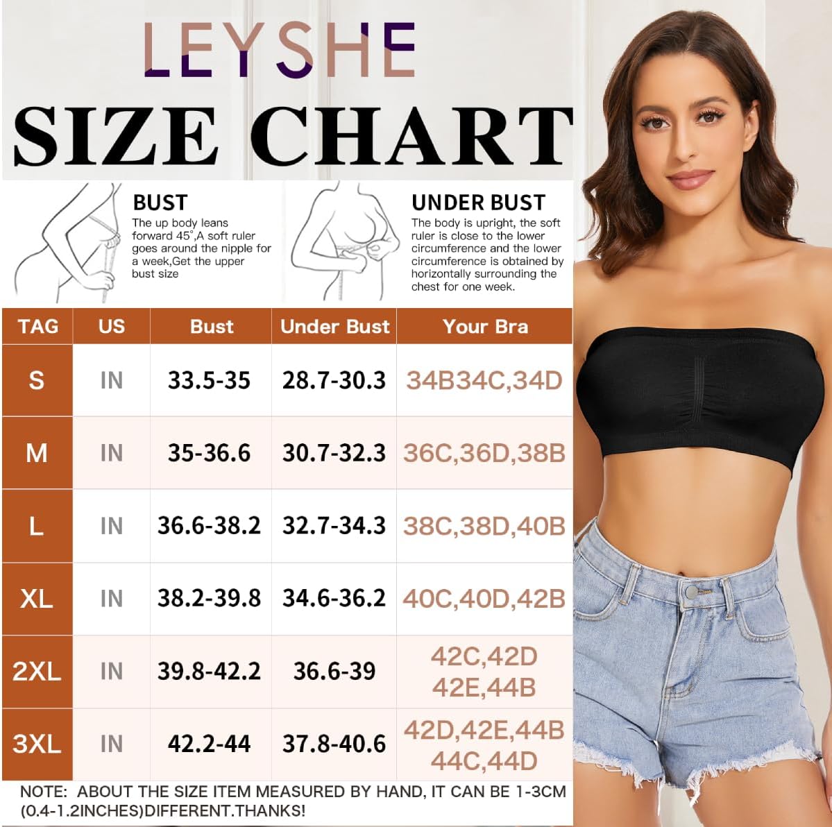 Strapless Bra for Women Bandeau Bra Padded Wireless Tube Top Non-Slip Seamless Bandeau Top - Image 6