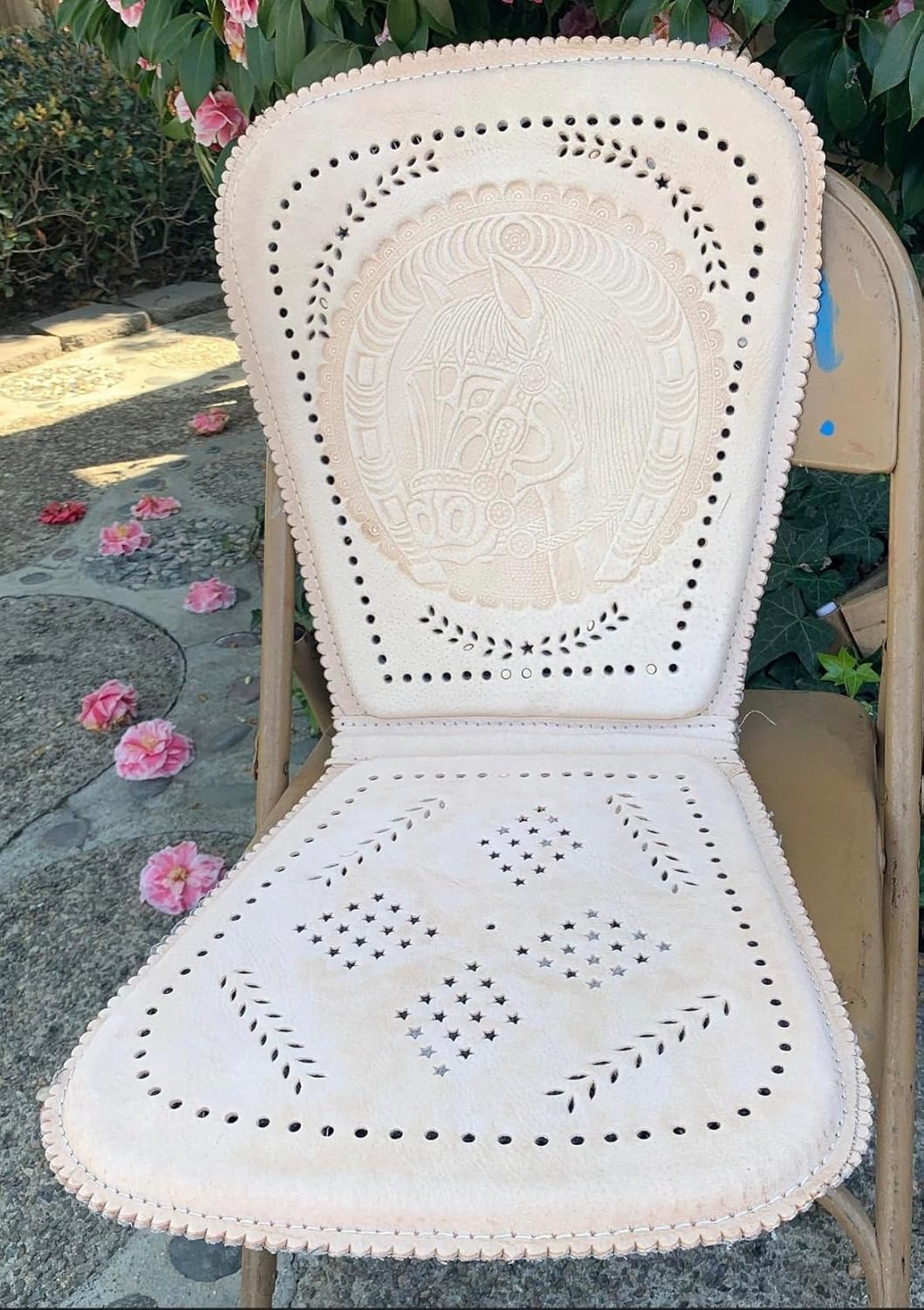 Horse Decorated Car Seat Cushion Body Positioner, Respaldo De Cuero para Carro