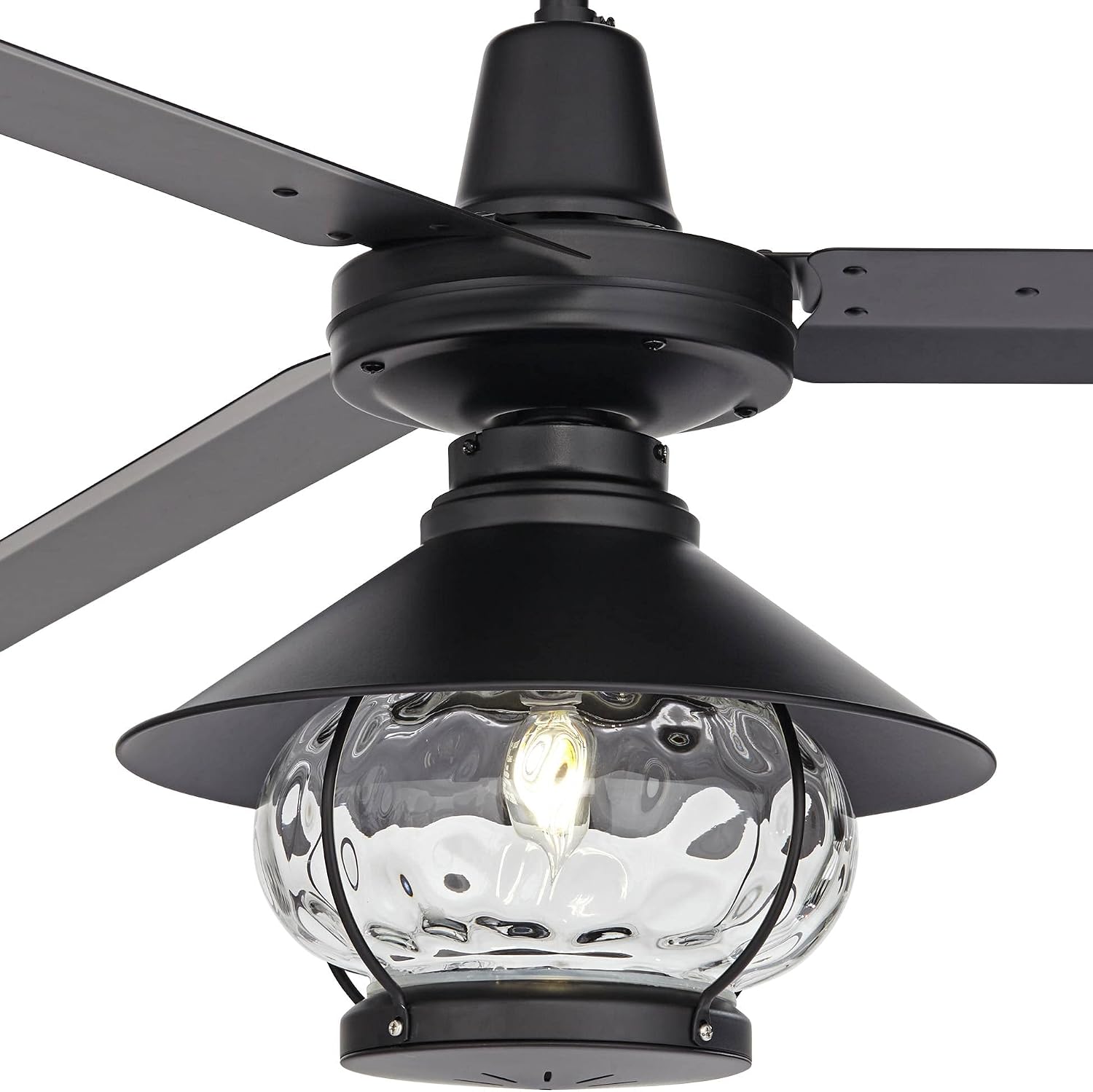 Casa Vieja 60" Turbina DC Modern Industrial Outdoor 3 Blade Ceiling Fan with LED Light Remote Control Matte Black Cage Damp Rated for Patio Exterior House Home Porch Gazebo Garage Barn