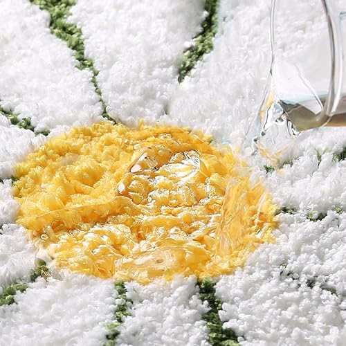 Miniatura 6 de Bonita alfombra de baño, tapete antideslizante de absorción de agua, suave y lavable a máquina, para dormitorio, cocina, baño, inodoro, 25.6 x 25.6