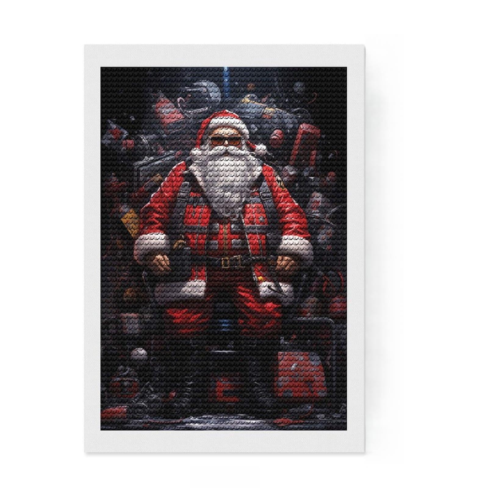 Junmoney Street Santa Diamond Art Canvas 8"x12", Easy to Follow Symbols, Easy Handmade Project, Boho Decor, Holiday Gift Idea