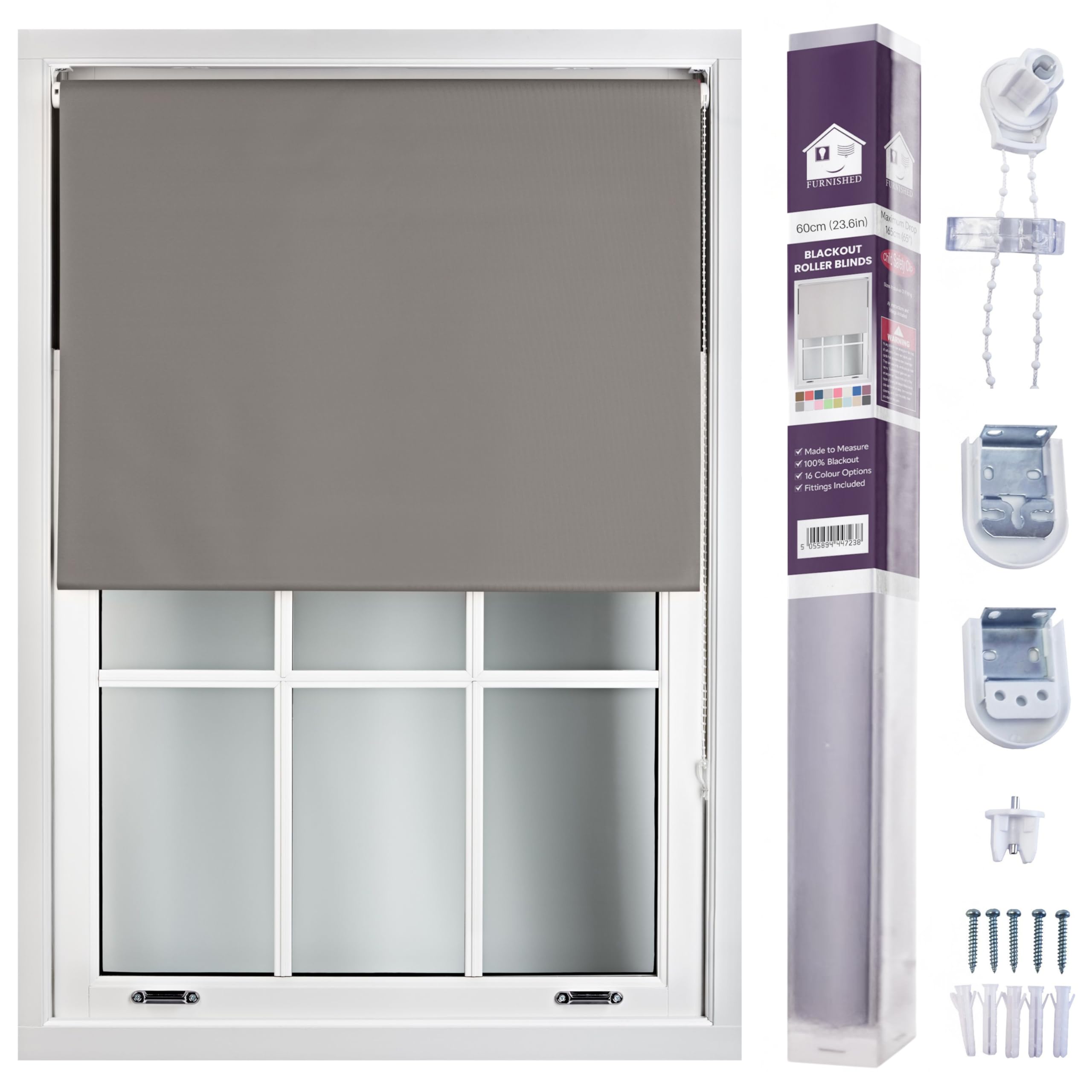 Furnished Made To Measure Blackout Roller BlindsDark Grey Roller Blind For Windows And Doors (W)60Cm (L)165Cm from B&Q