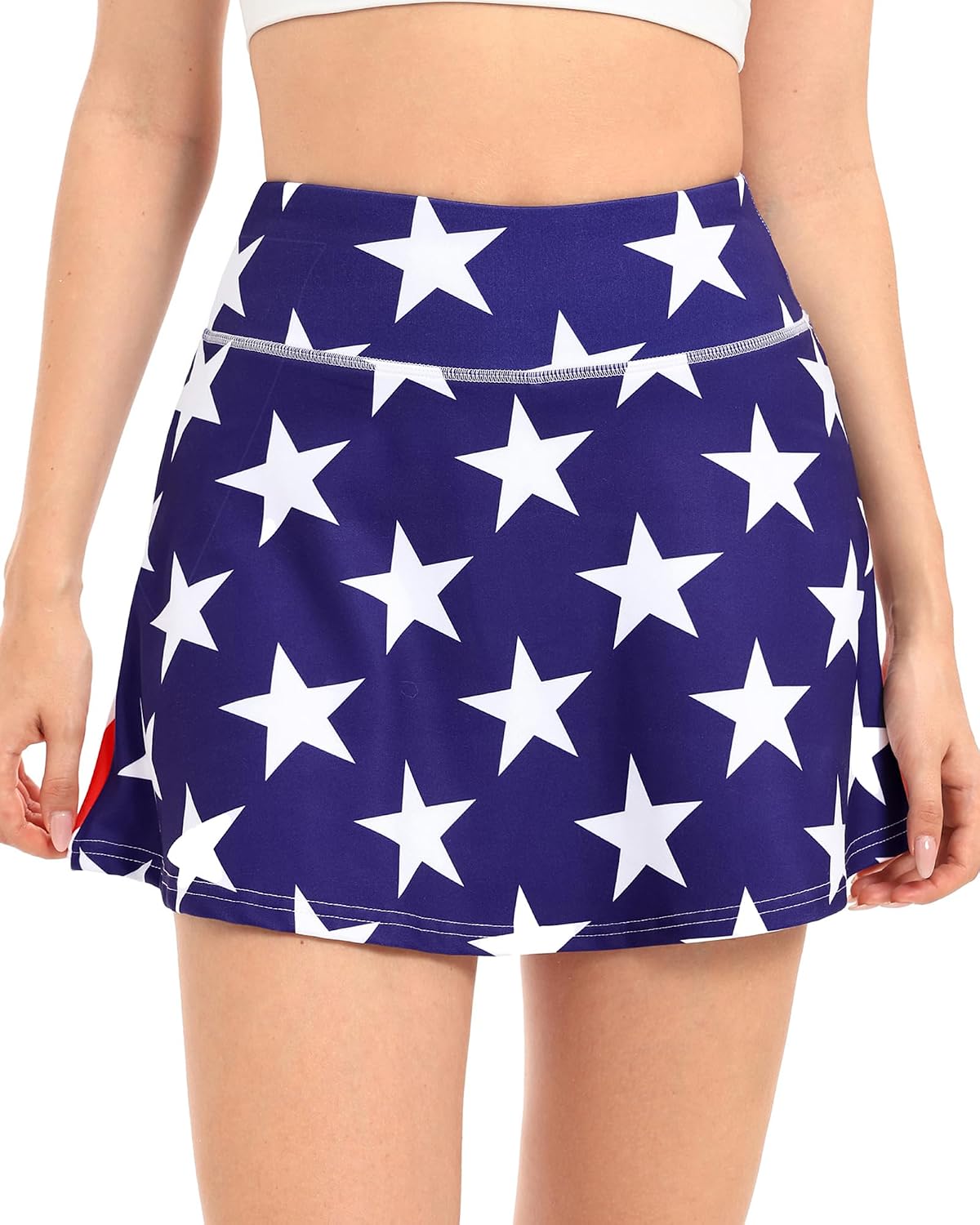 AHLW Womens Skorts Golf Tennis Skirts - Floral,US Flag,Checkered,Leopard image 2