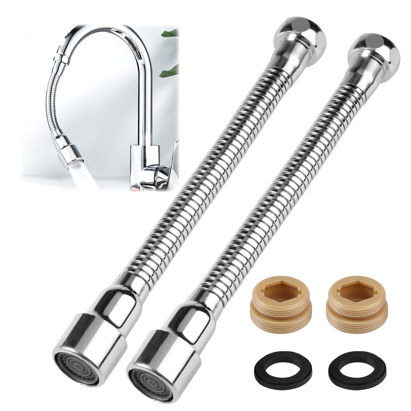 Extensor de grifo de acero inoxidable de 20 cm giratorio a 360 grados