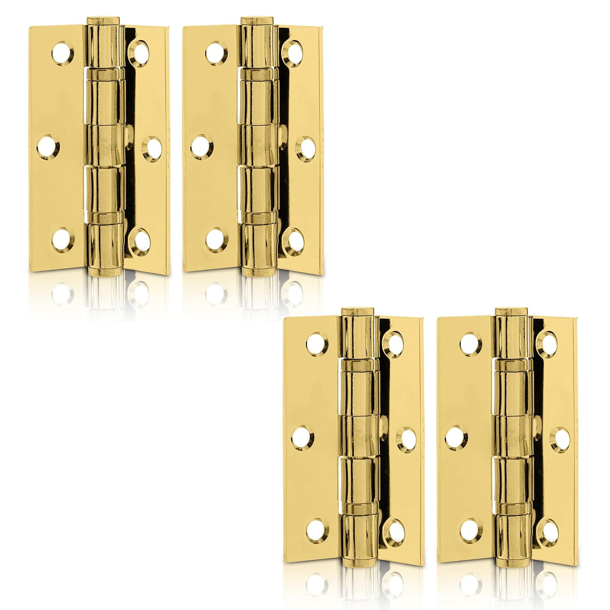 Uap Electro Brassed 3 Inch Ball Bearing Butt Door Hinges For Internal Doors 75Mm X 50Mm Mild Steel Square Corner Internal 4 Pack Polished Brass Finish