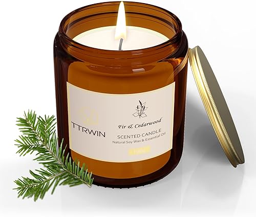 Miniatura 9 de TTRWIN Vela perfumada para el hogar, madera de abeto y cedro, 50 horas de larga duración, fragancia de madera, 7.05 oz de cera de soja natural,