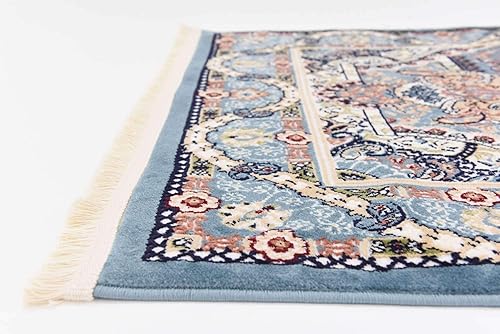 Miniatura 4 de Unique Loom Narenj Collection - Alfombra clásica con diseño texturizado de medallón, 3 x 13 pies, color azul y negro