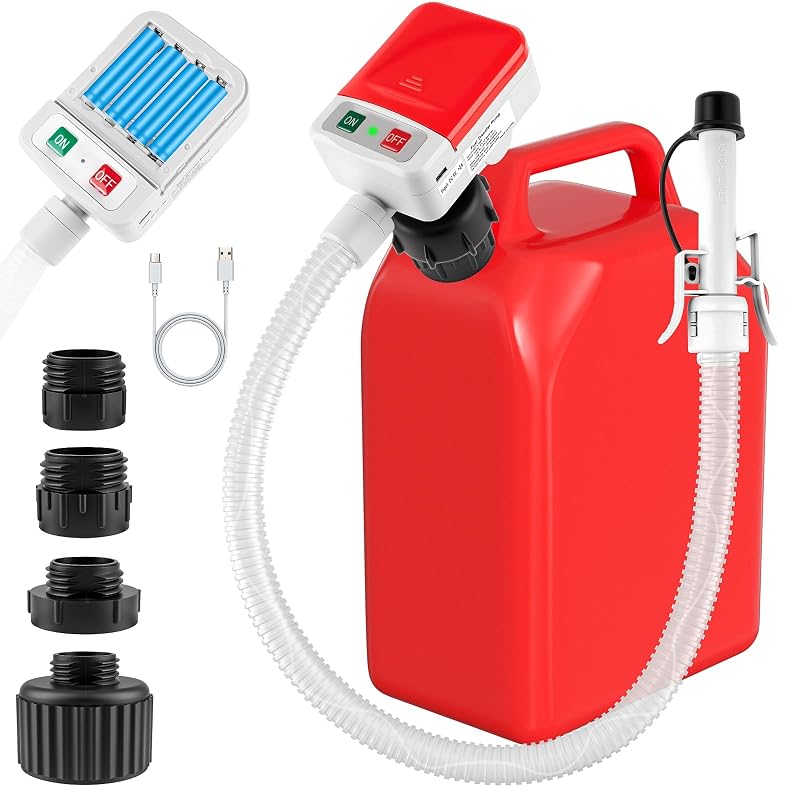 Luney Bomba Automática de Transferência de Combustível USB e a Pilhas, Vazão de até 12,1 L/min, Mangueira de 129,5 cm