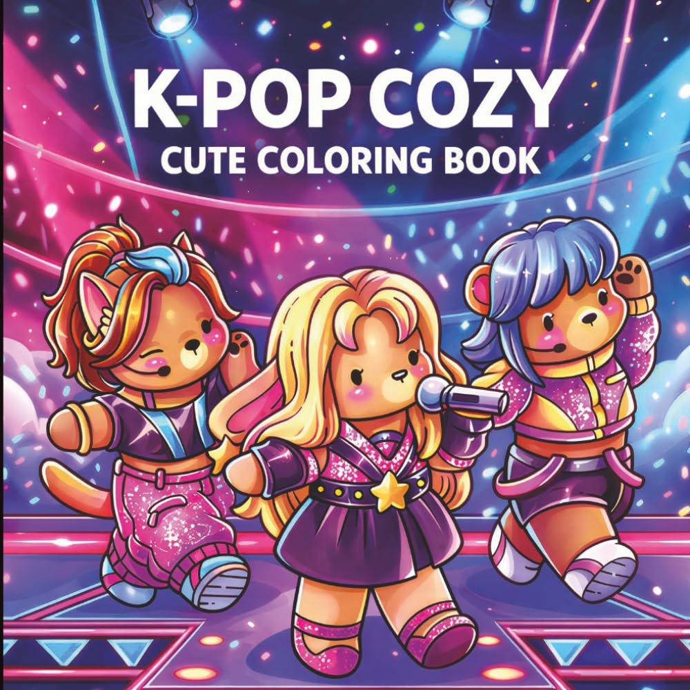 Cozy K-Pop Moments: Cute Girls & Idols Colouring Book