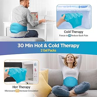 Comfytemp Ice Pack for Back Pain Relief, 2 Packs, FSA Eligible HSA, Reusable Gel Lower Back Wrap Ice Brace for Sciatica Injury, Hot Cold Compress for Lower Lumbar, Waist, Men Women After Surgery Gift