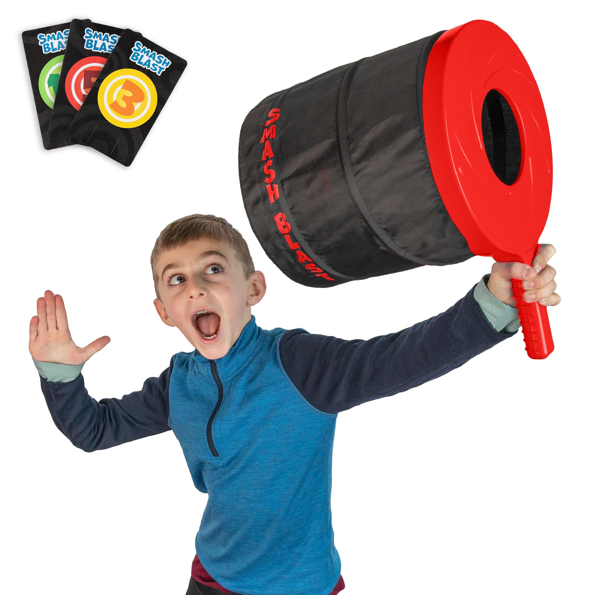 Smash Blast Pro Air Cannon Toy, Shoots Air Vortex 20+ Feet, Rapid-Fire, No Batteries or Assembly, 15 Stackable Targets, Collapsible for Easy Storage, Safe Indoor &amp; Outdoor Play for Kids Ages 8+, Red