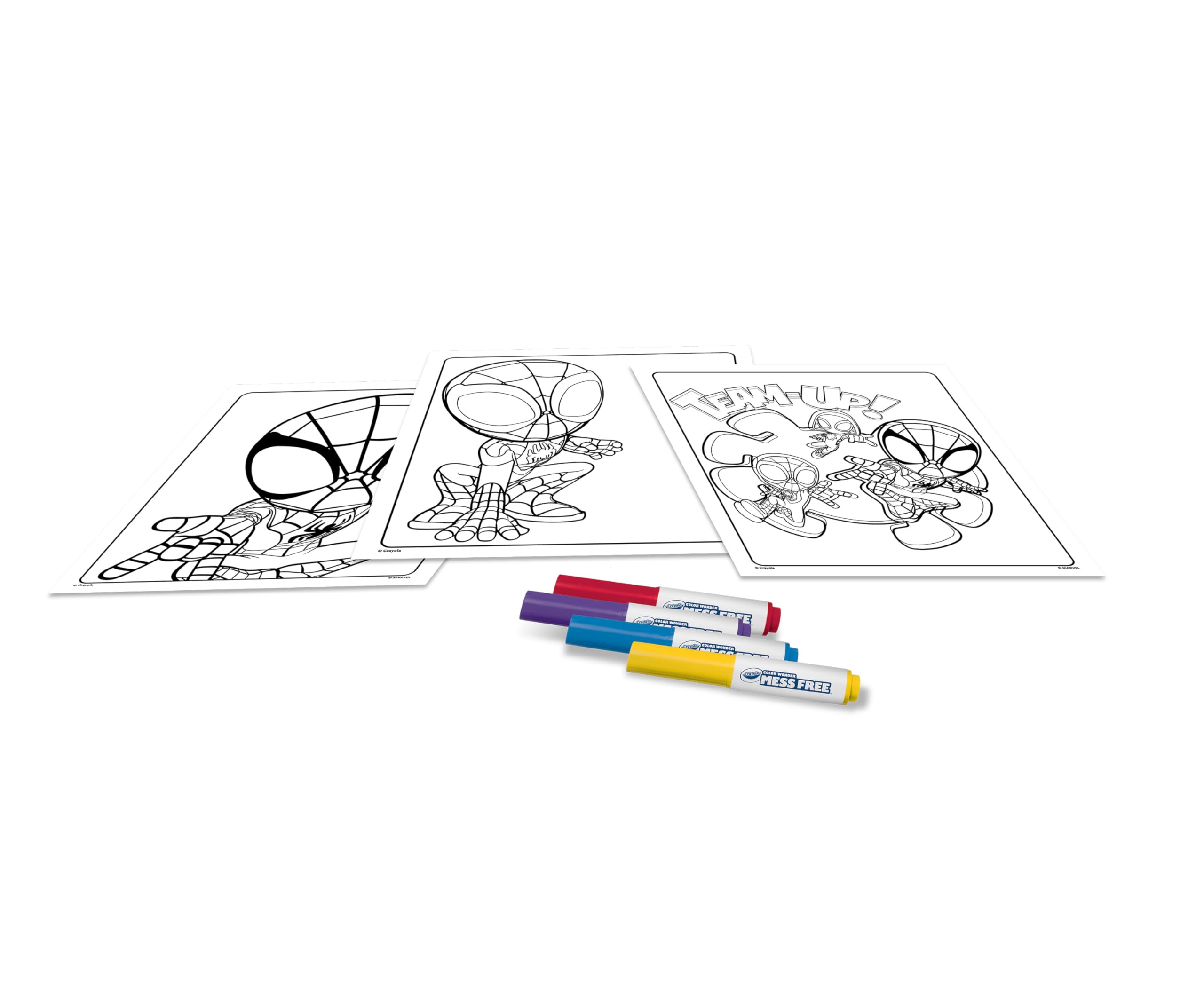 CRAYOLA - Color Wonder, Coloring Set Spidey con 18 Pagine da colorare e 4 Pennarelli Senza Macchia, Attività Creativa per Bambini, età 3,4,5 Anni, 75-4611