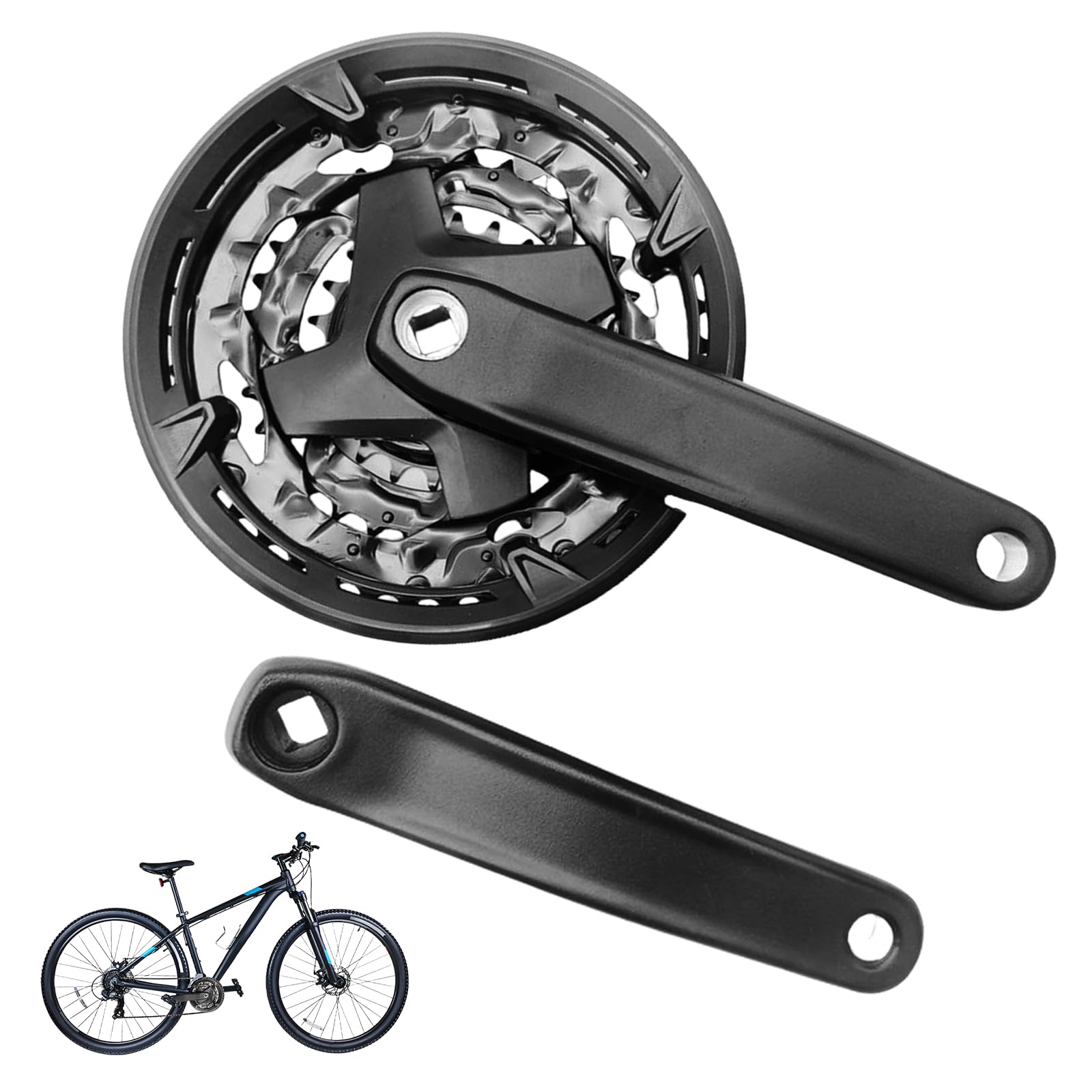 BORDEAG Guarnitura per Mountain Bike da 170 mm, 7/8/9-Fach Guarnitura per Bicicletta, Pedivella Bici, Guarnitura Corona Bicicletta con 22T/32T/42T, Lega di Alluminio, per Mountain Bike, MTB, Nero