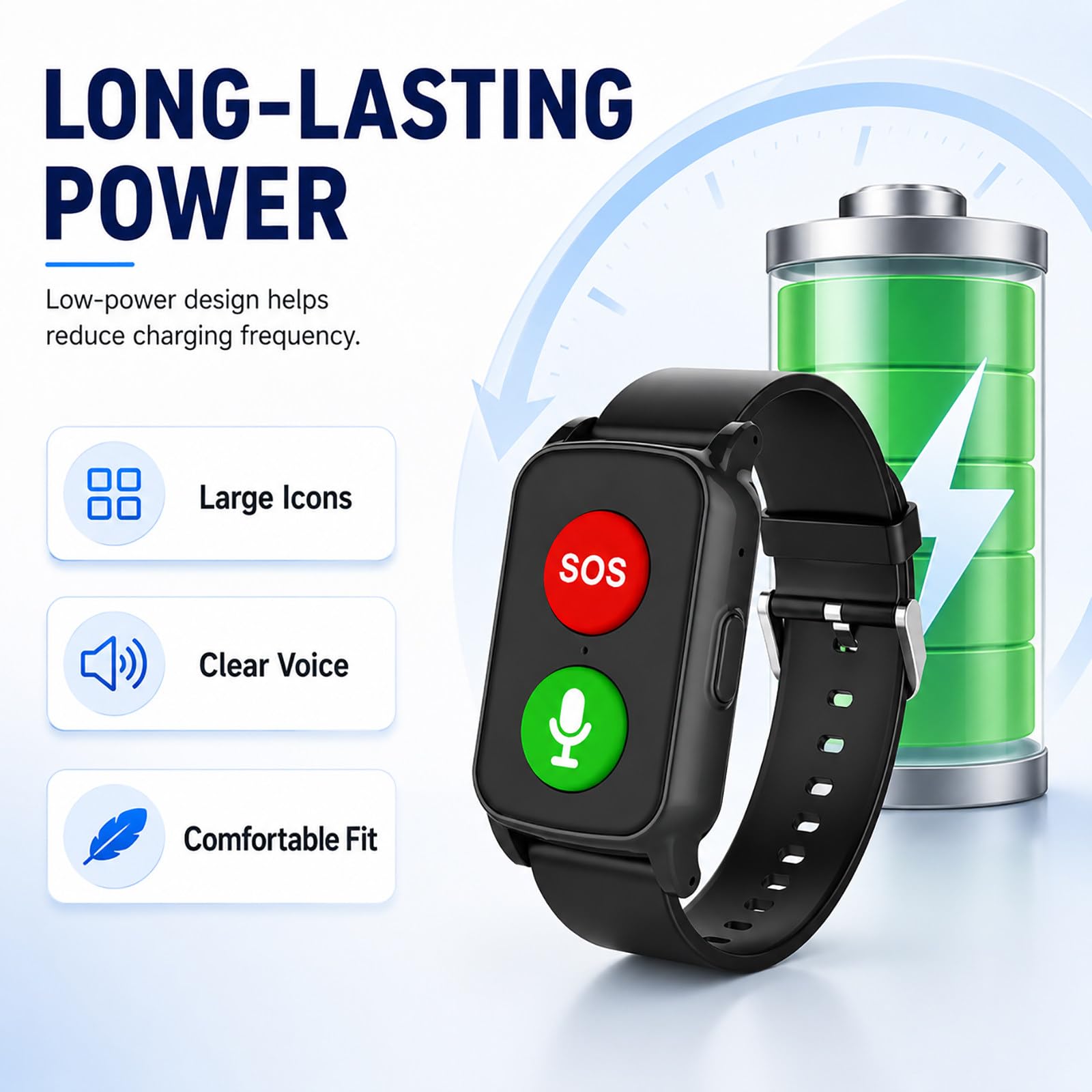 Montre GPS pour Seniors - Bouton SOS, Localisation 4G, Appels Vocaux Bidirectionnels, Alerte de Zone et Alerte de Chute Red
