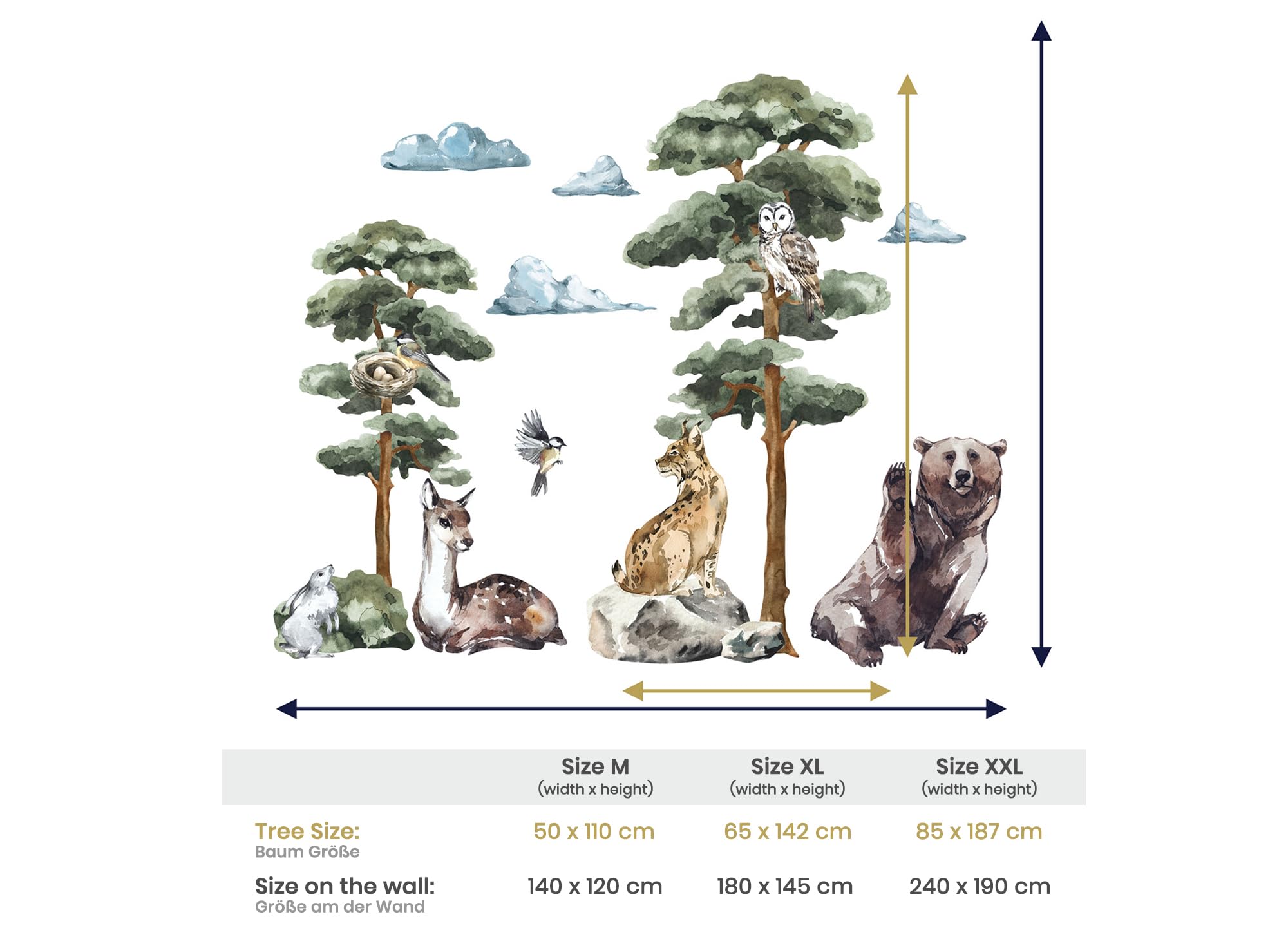 Pegatinas Pared Decorativas - Vinilo Pared Infantil Animales [240x190cm] árboles + oso | Decoracion Habitacion Bebe, Pegatinas Infantiles Pared, Pegatina Pared | ms3634