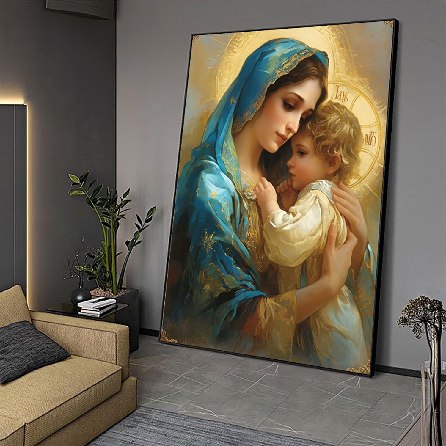 Malowanie diamentami Duże 90 x 60 cm Panna Maryja Malarstwo diamentowe Kompletny zestaw, DIY Matka Mozaika Rhinestone Malarstwo Diament Kryształ Sztuka Diamentowe Obrazy Kreatywne Koraliki dla
