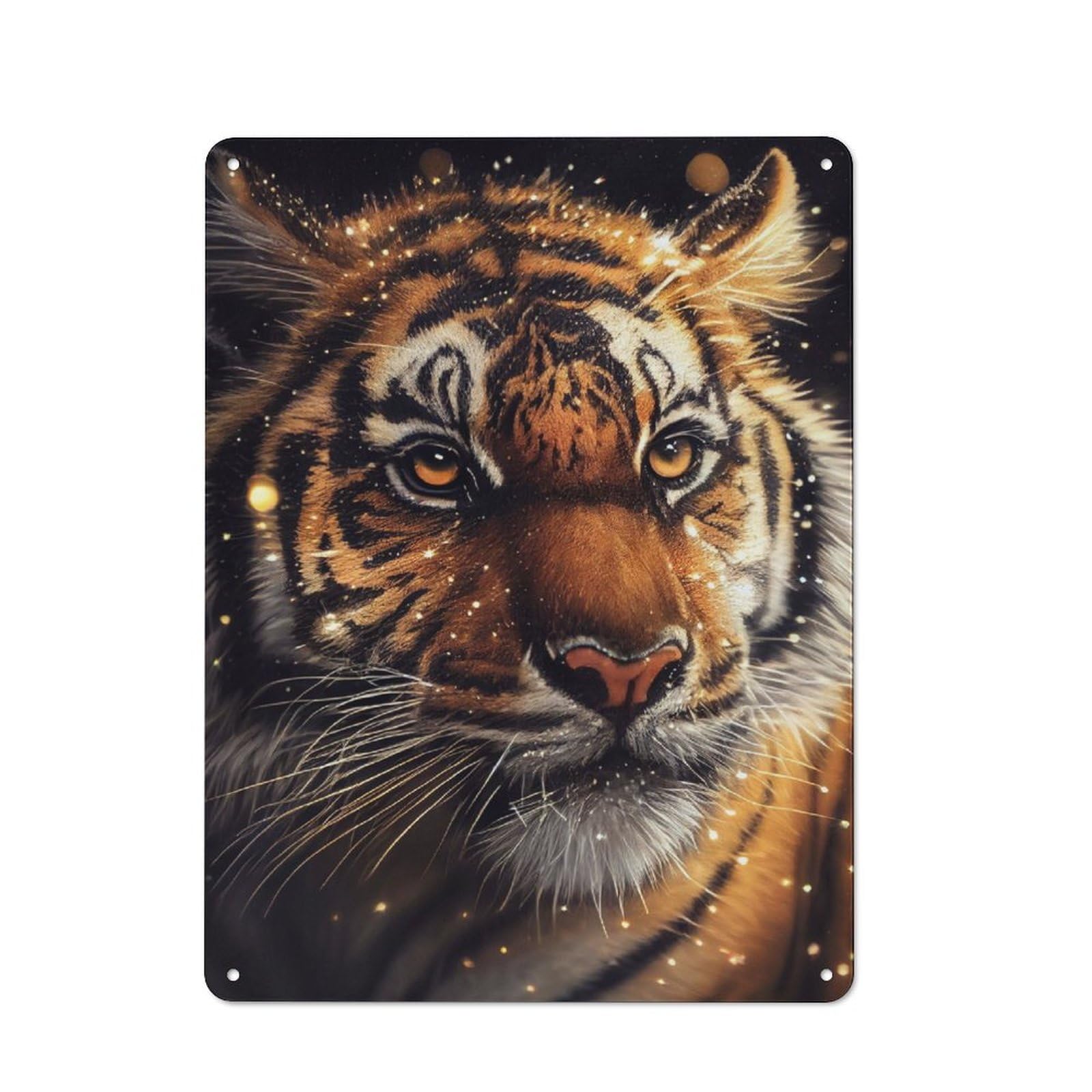 Junmoney Tiger Lighting Metal Plaque 40X30cm With For Garage Wall, Rustic Decor, For Winter Interiors And Metal Sign Collectors