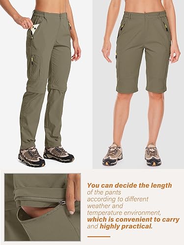 Miniatura 2 de Pantalones deportivos convertibles de senderismo para mujer, elásticos, de secado rápido, ligeros, con cremallera, pantalones para safari, viajes de