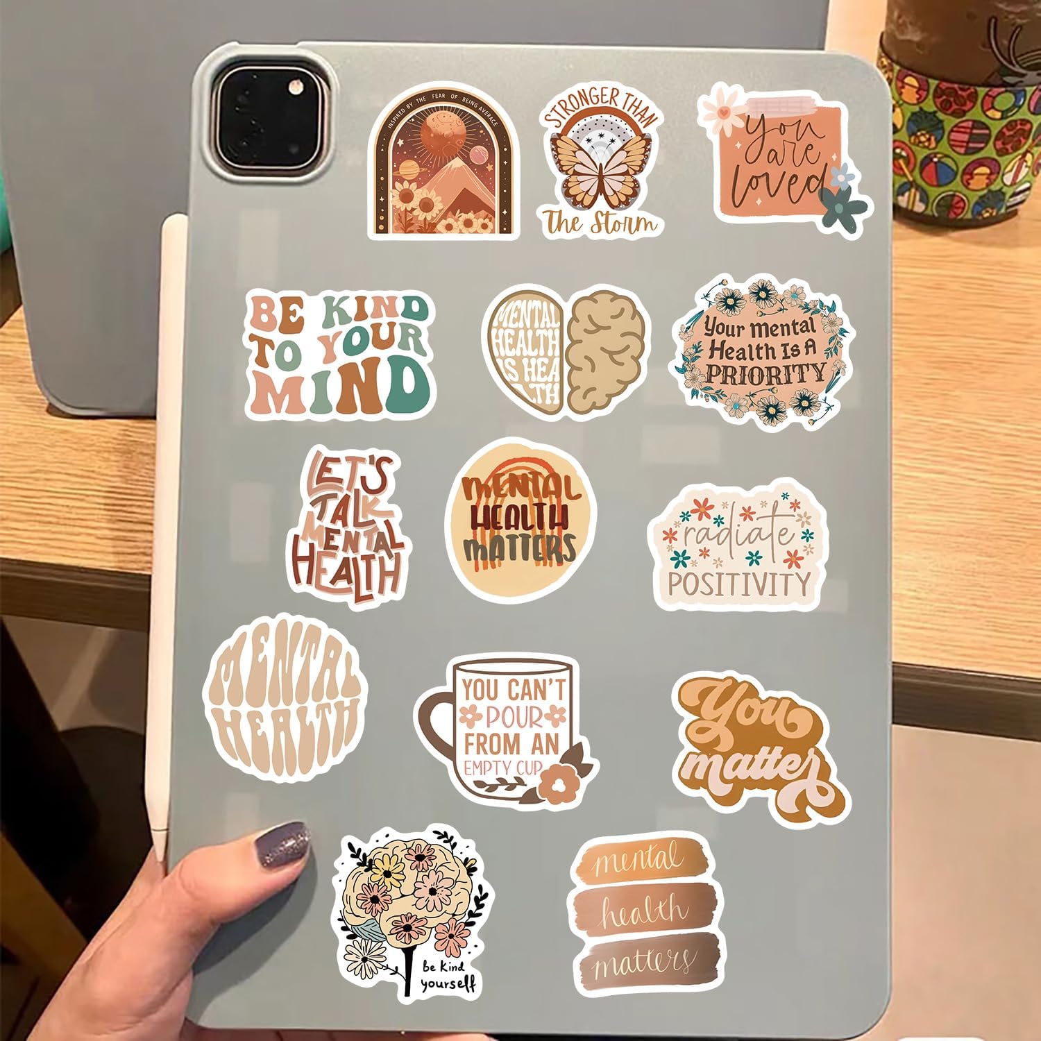 50Pcs Boho Vintage Inspirational Mental Health Stickers for Laptops Decals Phone Water Bottle Computer, Motivational Sticker Pack for Women Adults Teen Teachers