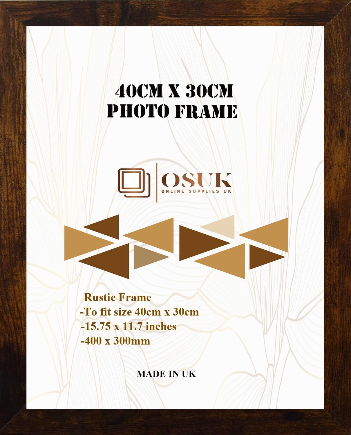 Frame Eazy Rustic Osuk 30X40cm Picture Frame - 40 X 30Cm Photo Frames With Safe Perspex Front & Wall Hanging Hooks - 40Cm X 30Cm Poster Frames