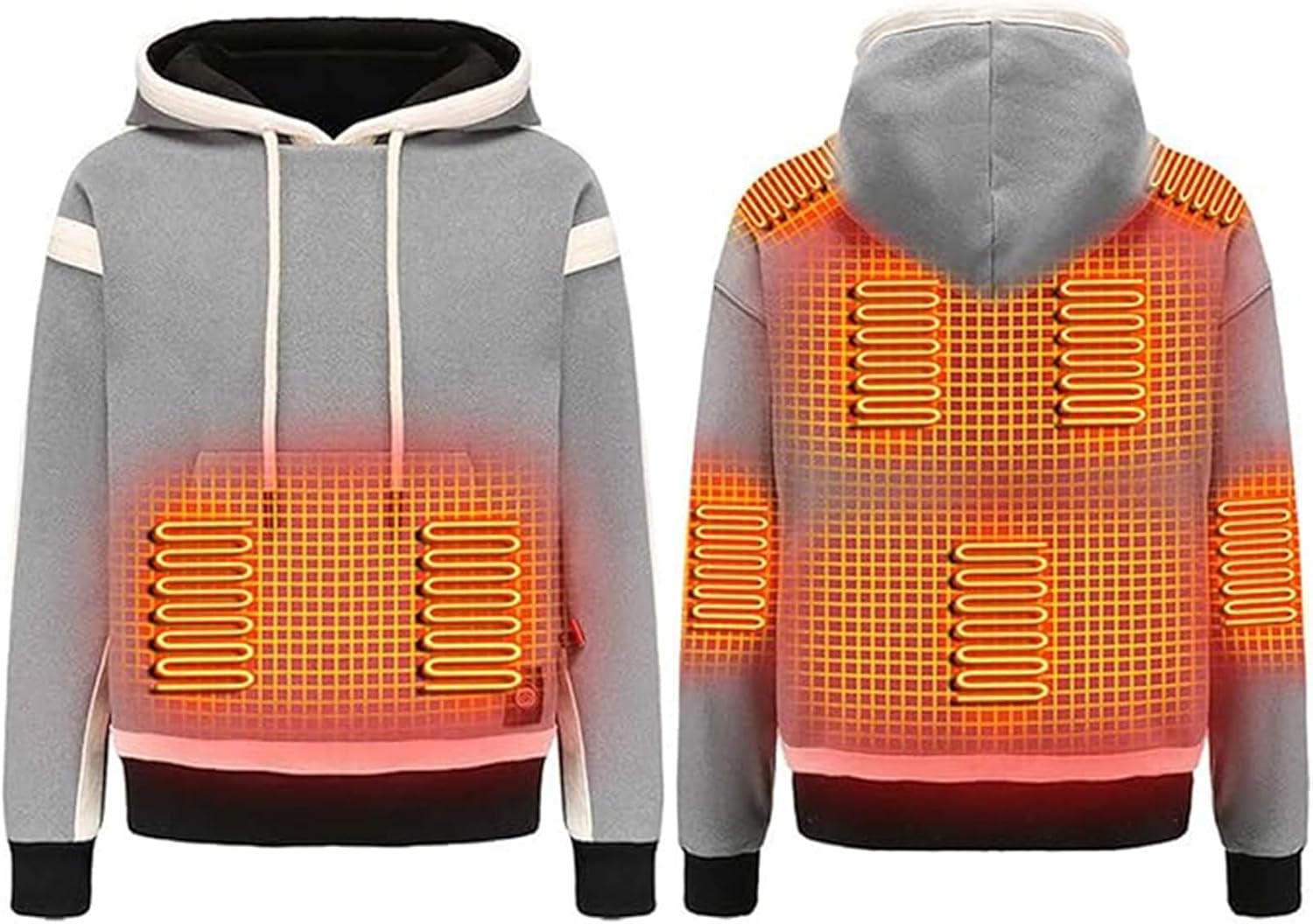 Electric Heated Hooded Jumper Heating Blouse Long Sleeve Thickening Heating Tops Shirt with 9-Zones for Outdoor