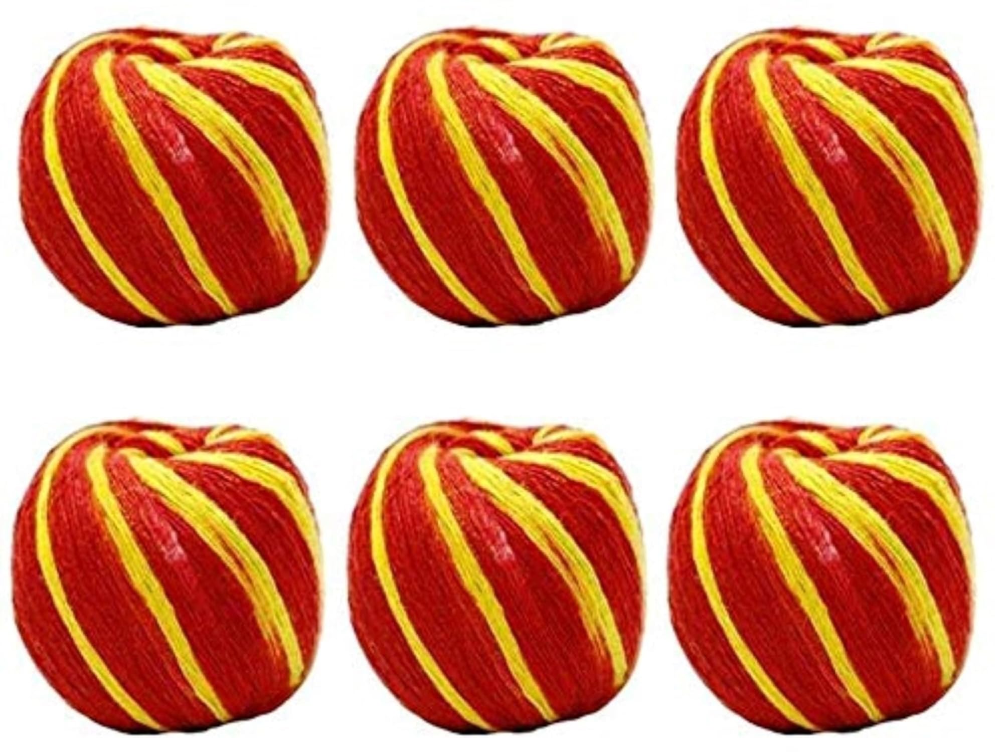 SELTOS® Cotton Pooja Kalawa/Moli/Mauli/kalava/Nada chhadi/Thread Roll/Sacred Thread Shudh Dhaga ((Red Yellow Cotton Ball, Set of 6)