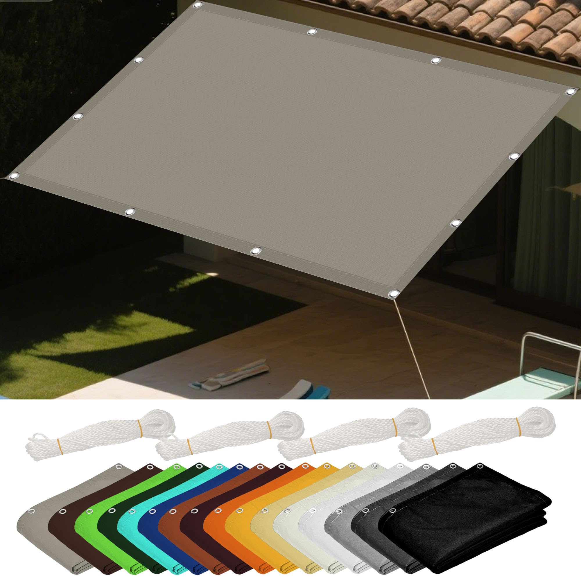 Voile d'ombrage extérieur camouflage kaki bâche anti-UV jardin et patio