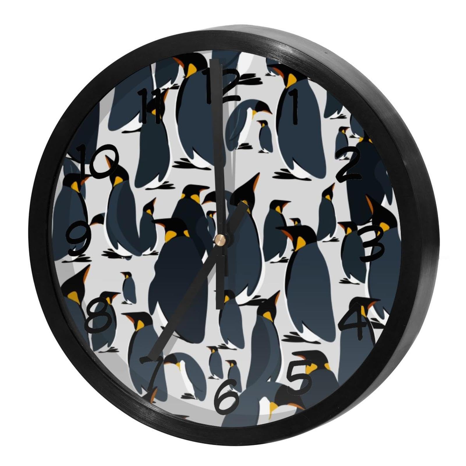 Horloge murale silencieuse à quartz à piles avec manchots royaux