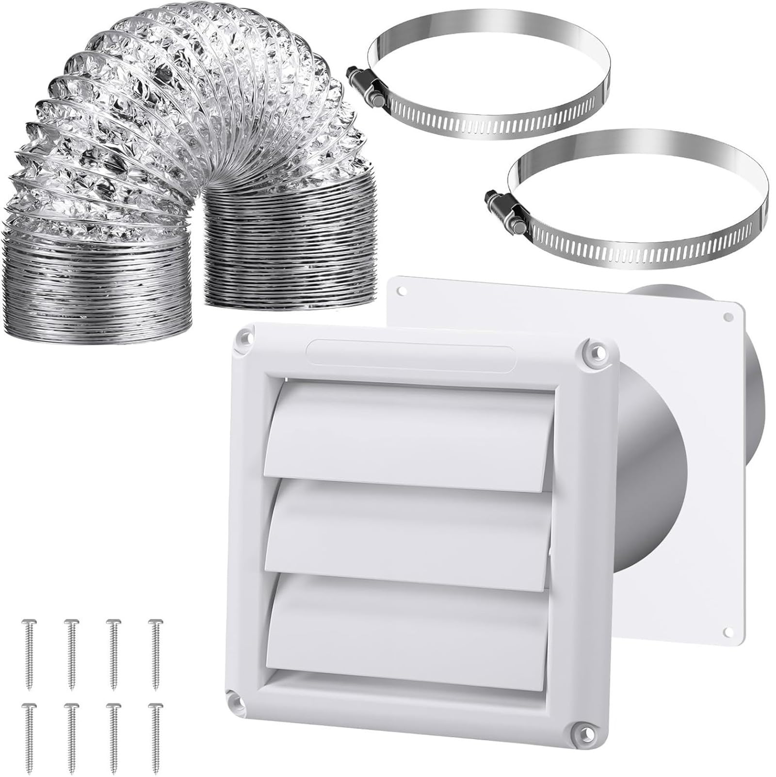 Woedpez A 4Inch Dryer Wall Ventilation Duct Kits Dryers Vent Hose Connectors Ducting Set Efficient Irflows Management Dryer Vent Plate With Hose