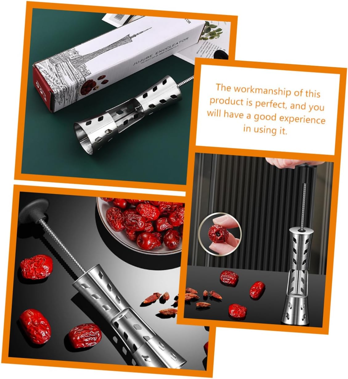 Stainless Steel Cherry Pitter Tool, Manual Fruit Core Remover