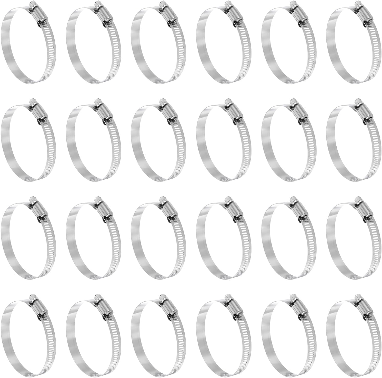 HARFINGTON 25 Pcs Hose Clamp 4-1/8"-5" (105-127mm) 304 Stainless Steel Adjustable Worm Gear Hose Clamp Assortment Kit for Fuel Line Pipe Plumbing Automotive Tube Mechanical